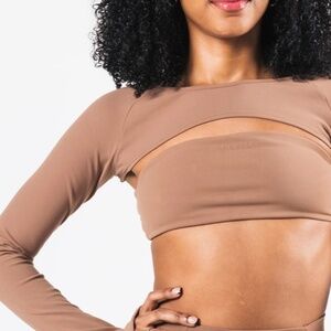 Alphalete LS Shrug in Oak Sz Medium